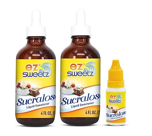 EZ-Sweetz Concentrated Liquid Sucralose — 4oz Glass Bottle + 2-Pack (2900 Servings)