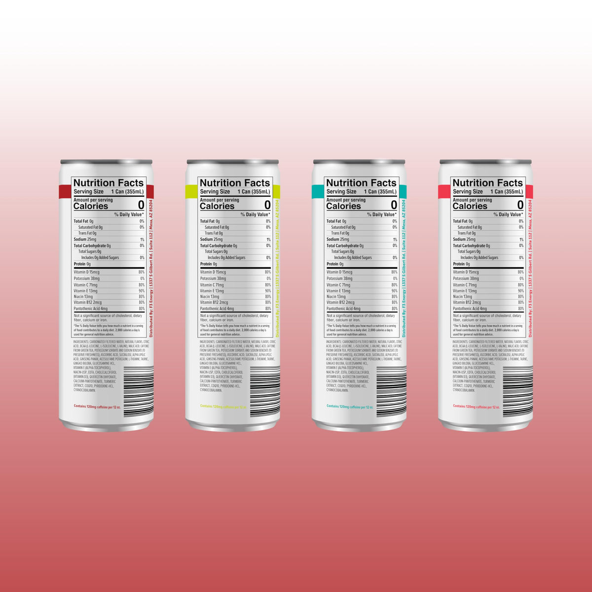 F3 Energy Drink Variety Pack – BCAA, Panax Ginseng & Ginkgo for Focus & Recovery (12 Pack)