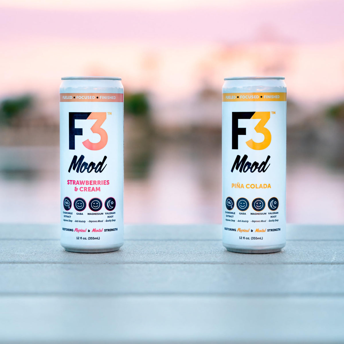 F3 Energy Mood Variety Pack - Caffeine-Free Nootropics, BCAAs, Chamomile & Valerian (12 Pack)
