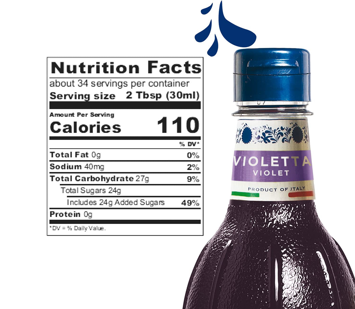 Fabbri Violet Flavoring Syrup – Made in Italy, 1 L