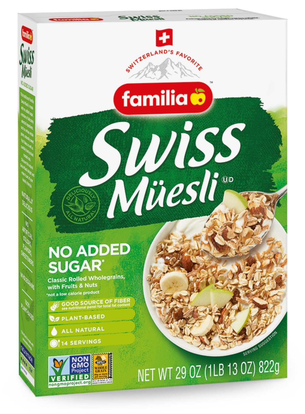 Familia Swiss Muesli Cereal – 0g Added Sugar, Raisins & Nuts (3 x 29 oz)