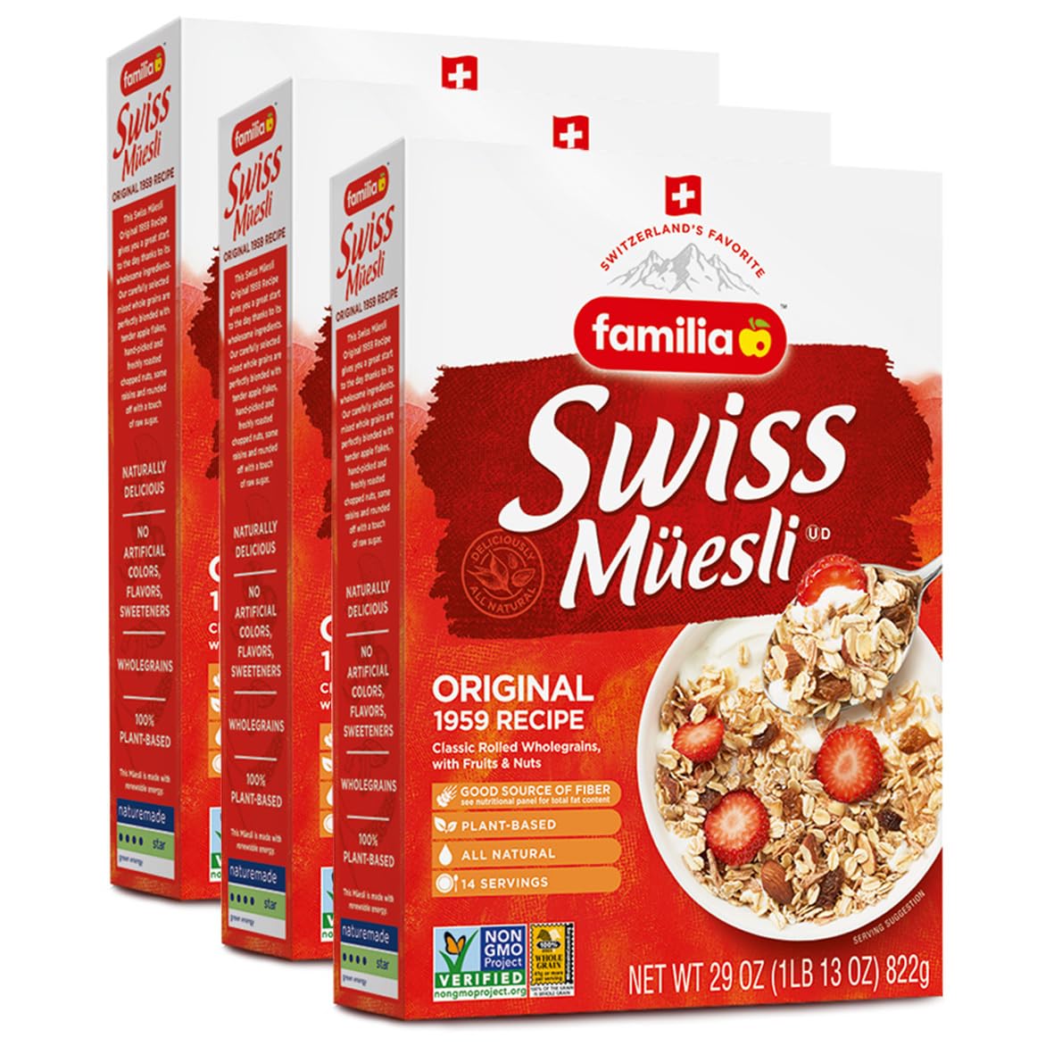 Familia Swiss Muesli Cereal – Original Recipe with Fruit & Nuts, 29 oz (Pack of 3)