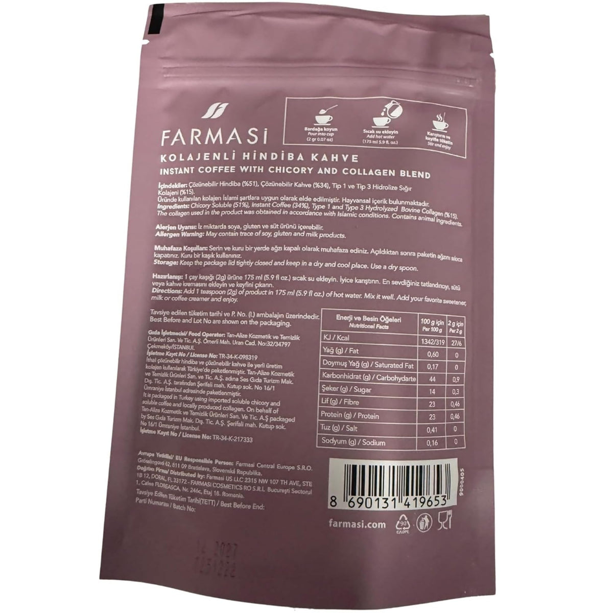 FARMASi Nutriplus Instant Coffee with Chicory and Collagen – Low Caffeine