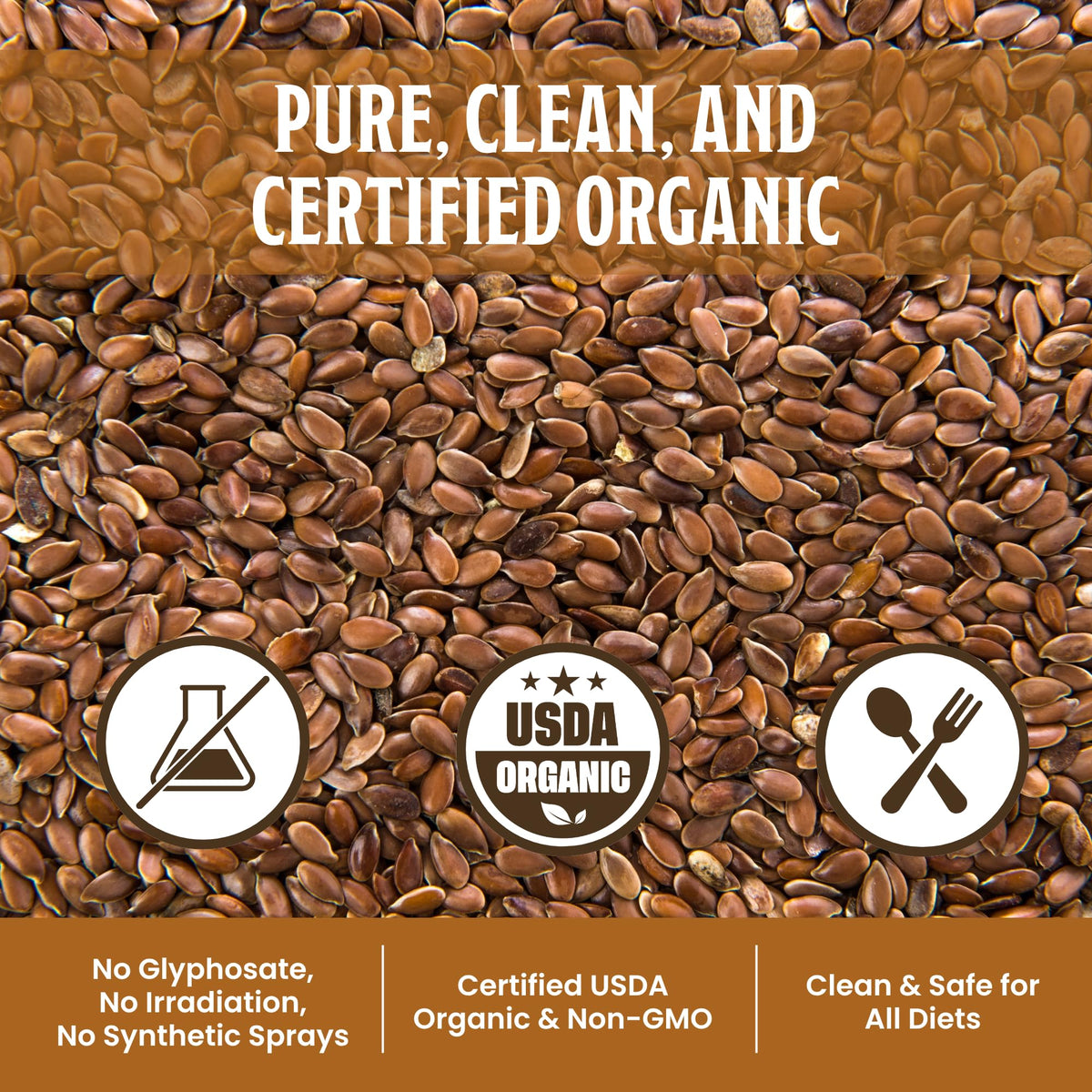 Farmer Bob's Organic Flax Seed – USDA Certified, Non-GMO Whole Brown Flax Seeds, 5lb Bag