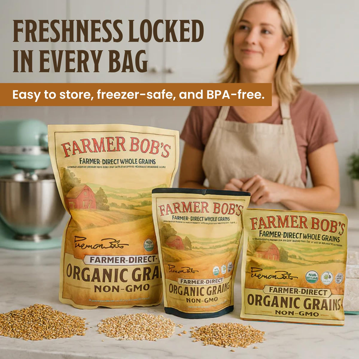 Farmer Bob's Organic Flax Seed – USDA Certified, Non-GMO Whole Brown Flax Seeds, 5lb Bag