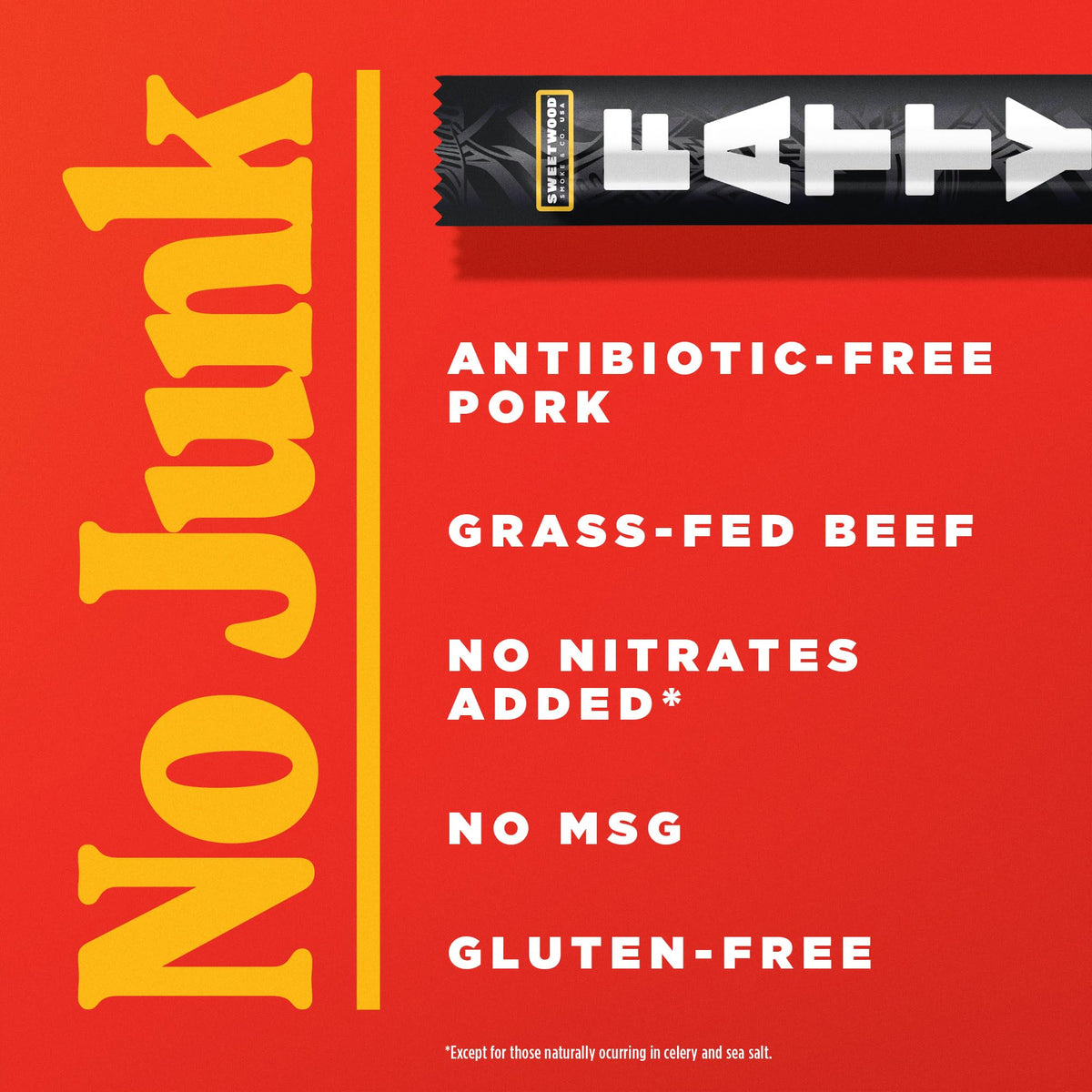FATTY Meat Sticks – Grass-Fed Beef & Antibiotic-Free Pork, 11g Protein per Stick, Honey BBQ, 2 oz (Pack of 20)