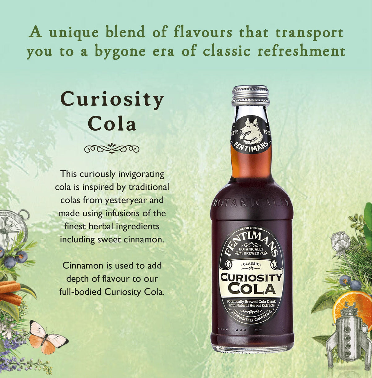 Fentimans Sparkling Curiosity Cola – All-Natural Craft Soda, Botanically Brewed, 275 ml (Pack of 12)