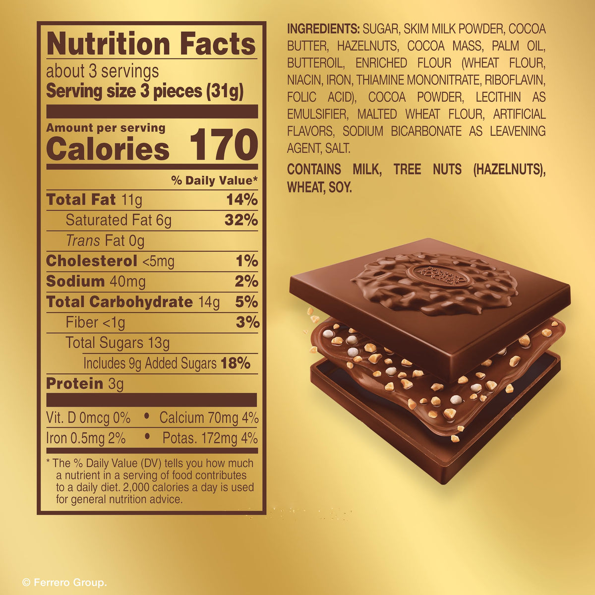 Ferrero Rocher Premium Milk Hazelnut Chocolates – 60-Count Gift Pack, Individually Wrapped