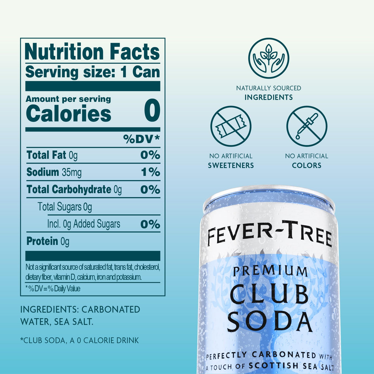 Fever-Tree Club Soda – Premium Zero-Calorie Mixer, 24 x 5.1 fl oz Cans