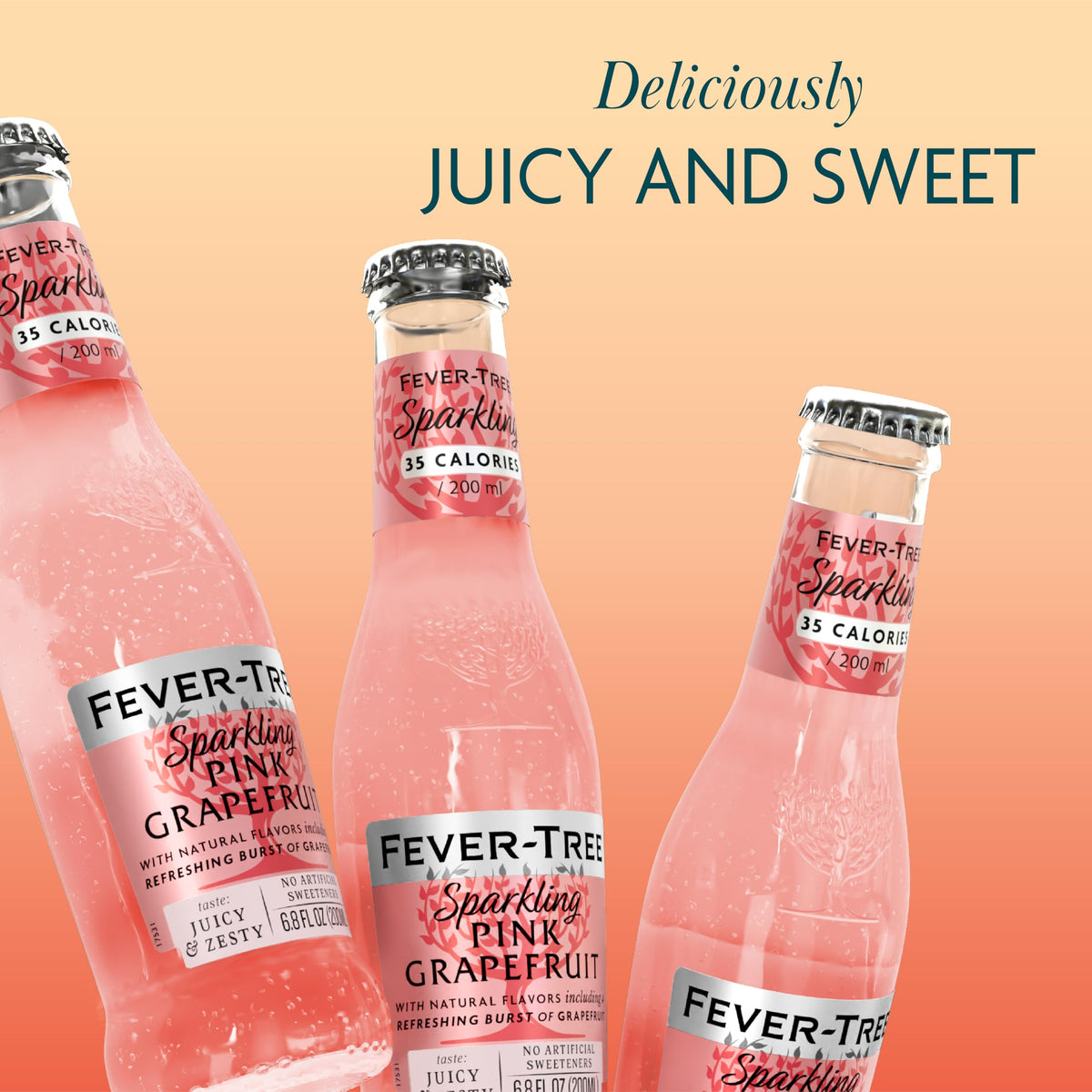 Fever-Tree Sparkling Pink Grapefruit – Premium Mixer for Cocktails & Mocktails, 6.8 fl oz, Pack of 24, Non-GMO