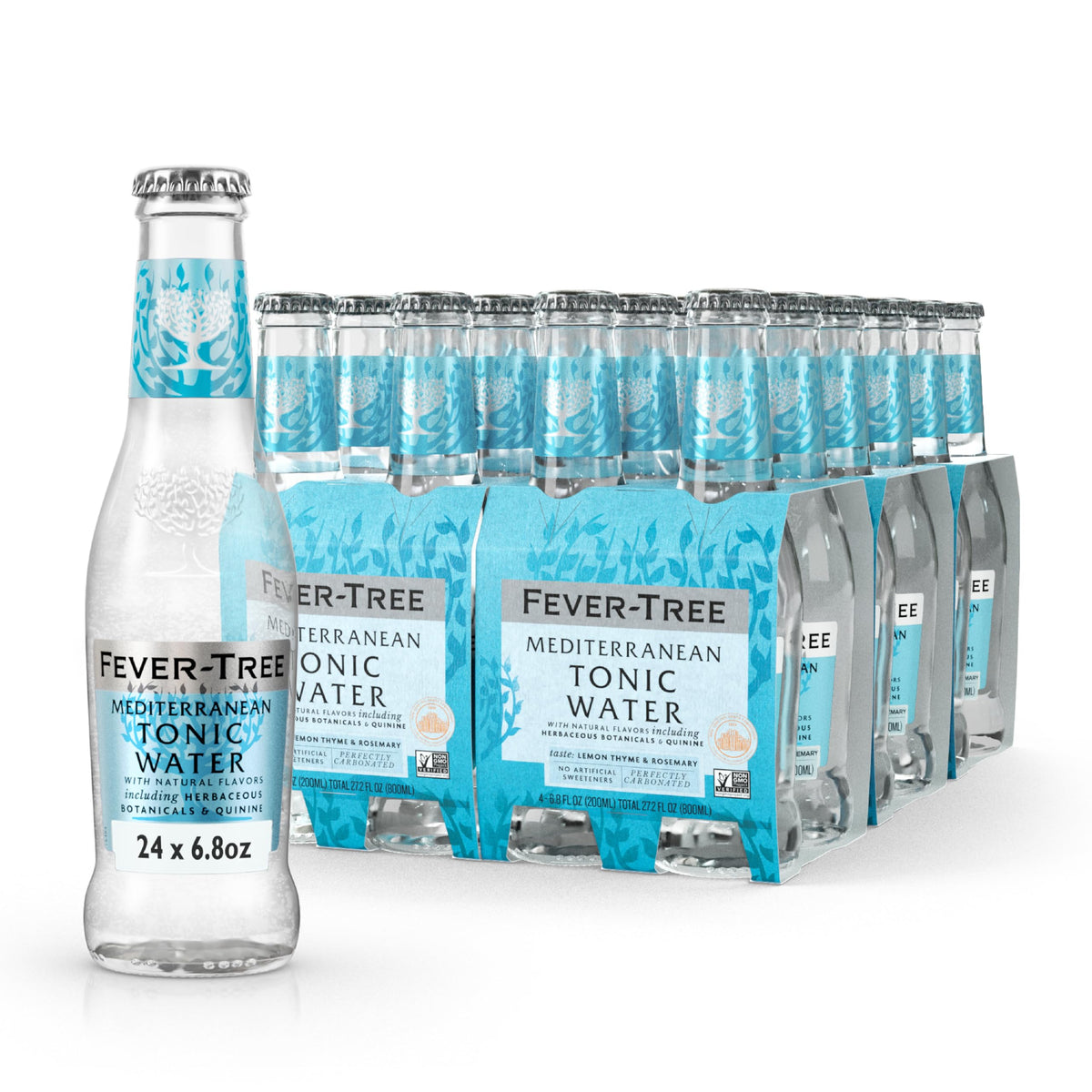 Fever-Tree Mediterranean Tonic Water – Premium Mixer, 24 x 6.8 oz, Naturally Sourced & Non-GMO