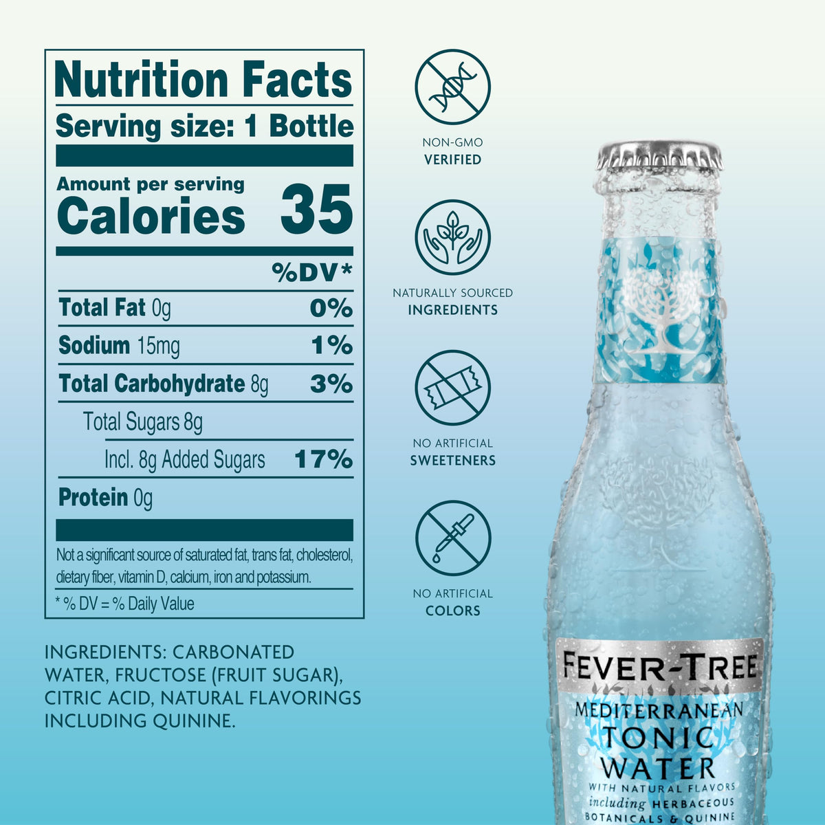 Fever-Tree Mediterranean Tonic Water – Premium Mixer, 24 x 6.8 oz, Naturally Sourced & Non-GMO