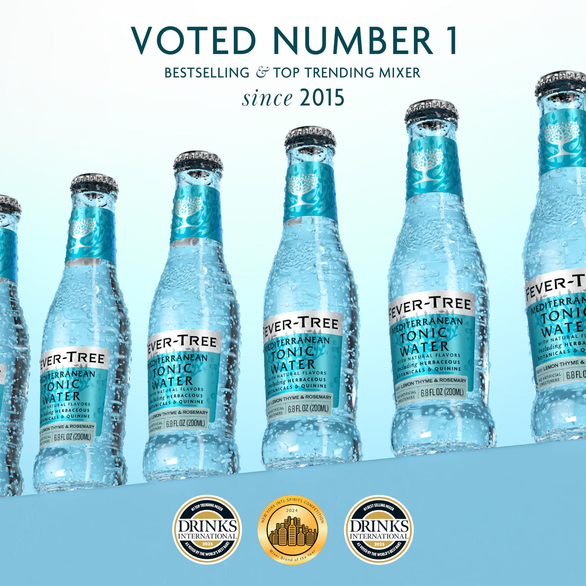 Fever-Tree Mediterranean Tonic Water – Premium Mixer, 24 x 6.8 oz, Naturally Sourced & Non-GMO