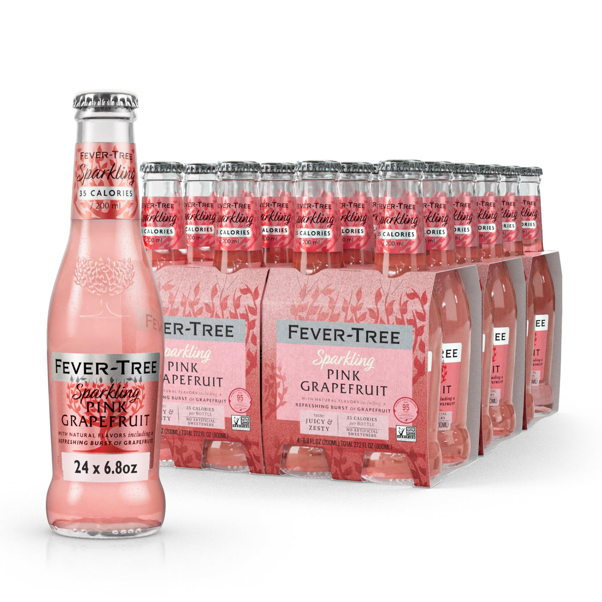 Fever-Tree Sparkling Pink Grapefruit – Premium Mixer for Cocktails & Mocktails, 6.8 fl oz, Pack of 24, Non-GMO