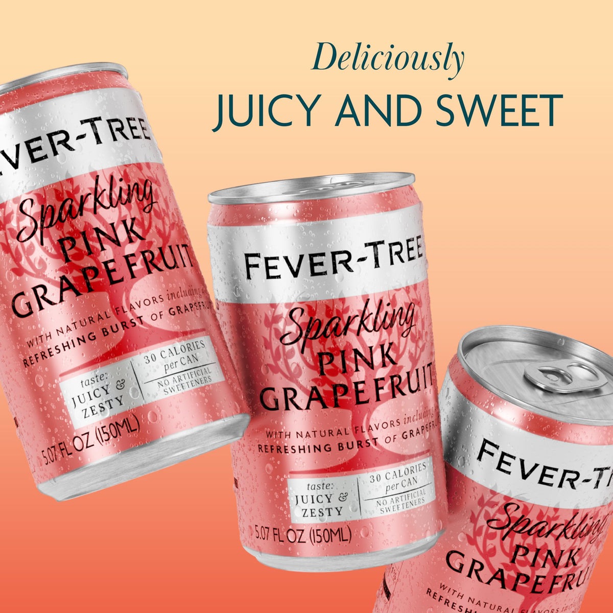 Fever-Tree Sparkling Pink Grapefruit – Premium Soda Mixer, 24 Cans, 5.1 fl oz, Non-GMO