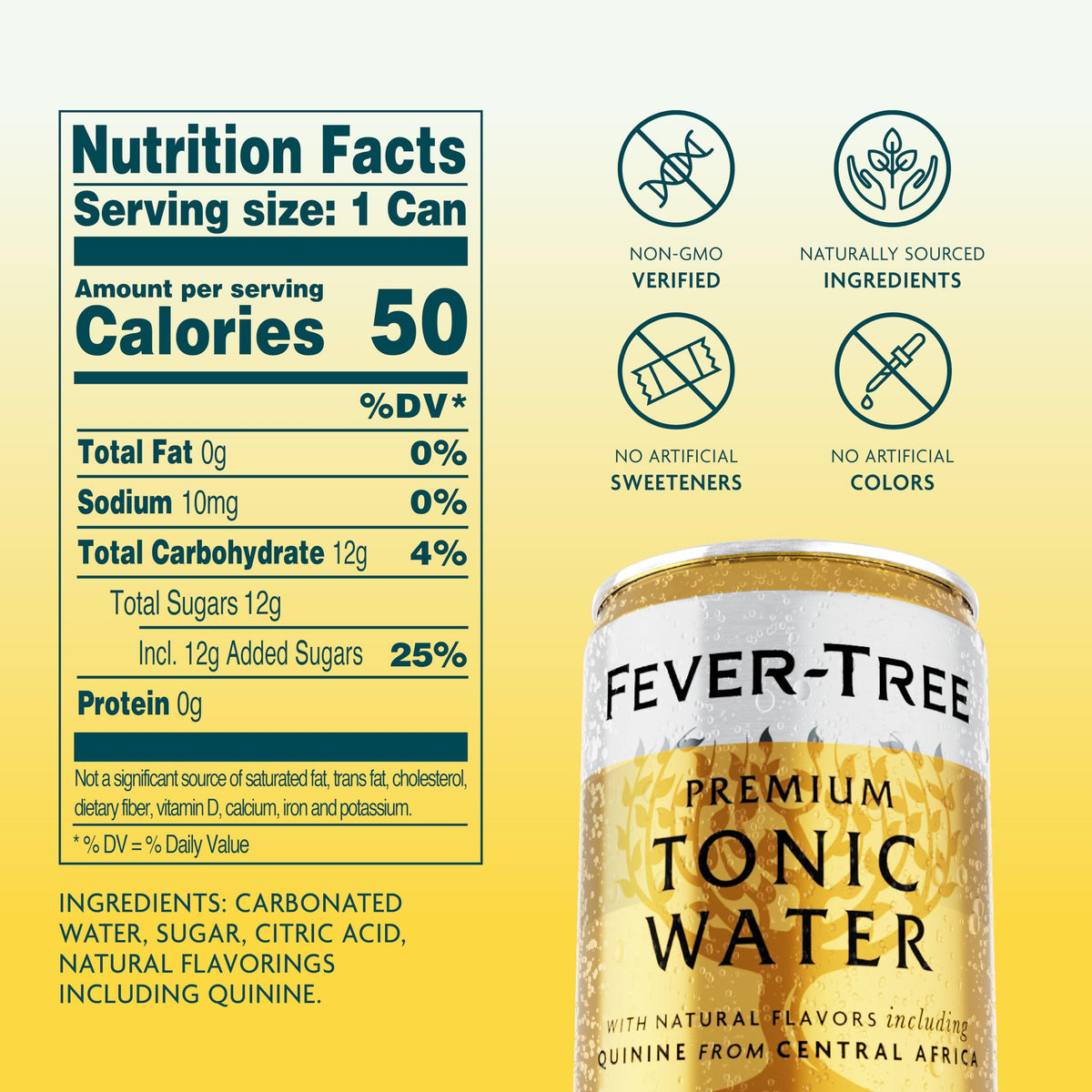 Fever-Tree Tonic Water – Premium Mixer for Cocktails & Mocktails, 24 x 5.1 oz, Naturally Sourced, Non-GMO
