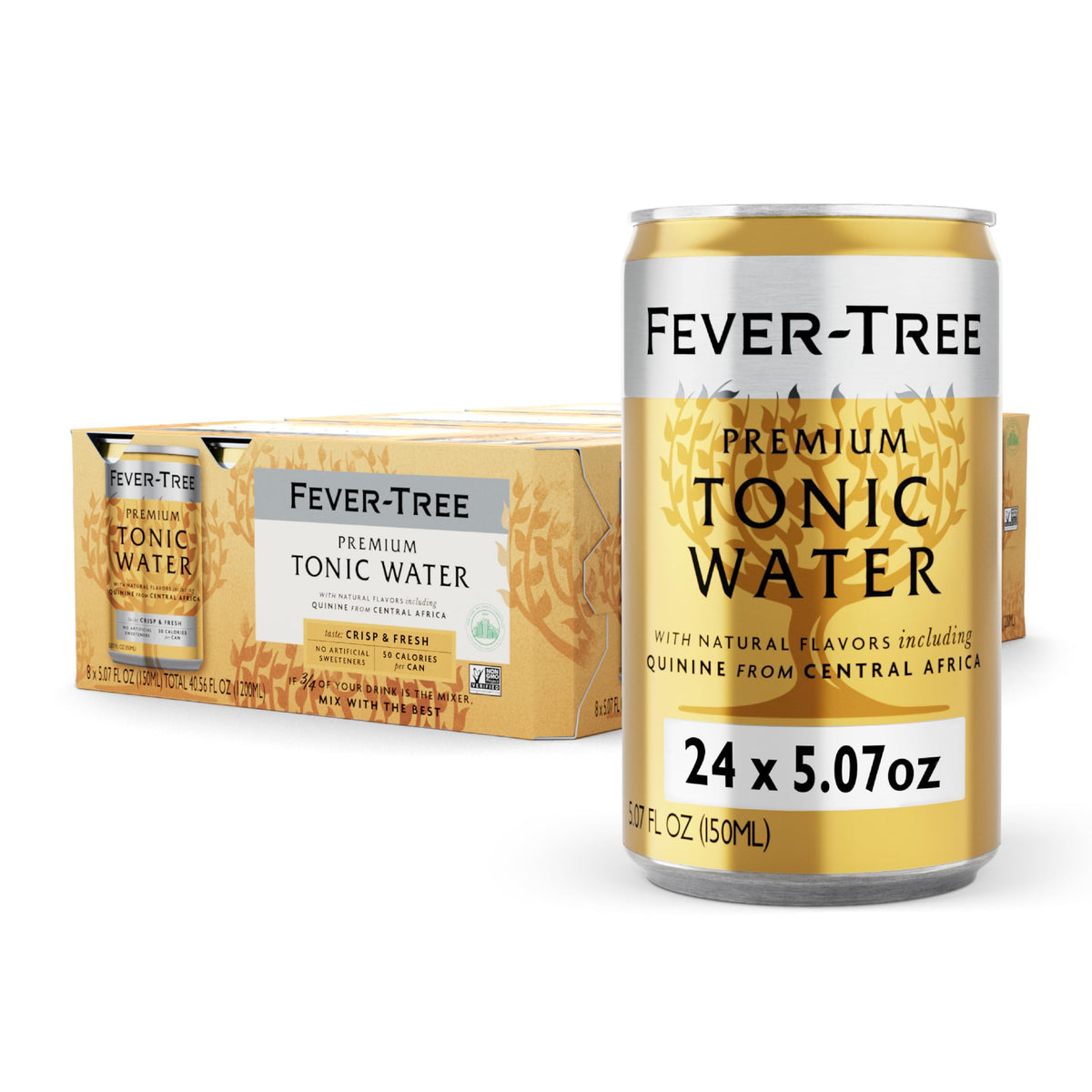 Fever-Tree Tonic Water – Premium Mixer for Cocktails & Mocktails, 24 x 5.1 oz, Naturally Sourced, Non-GMO