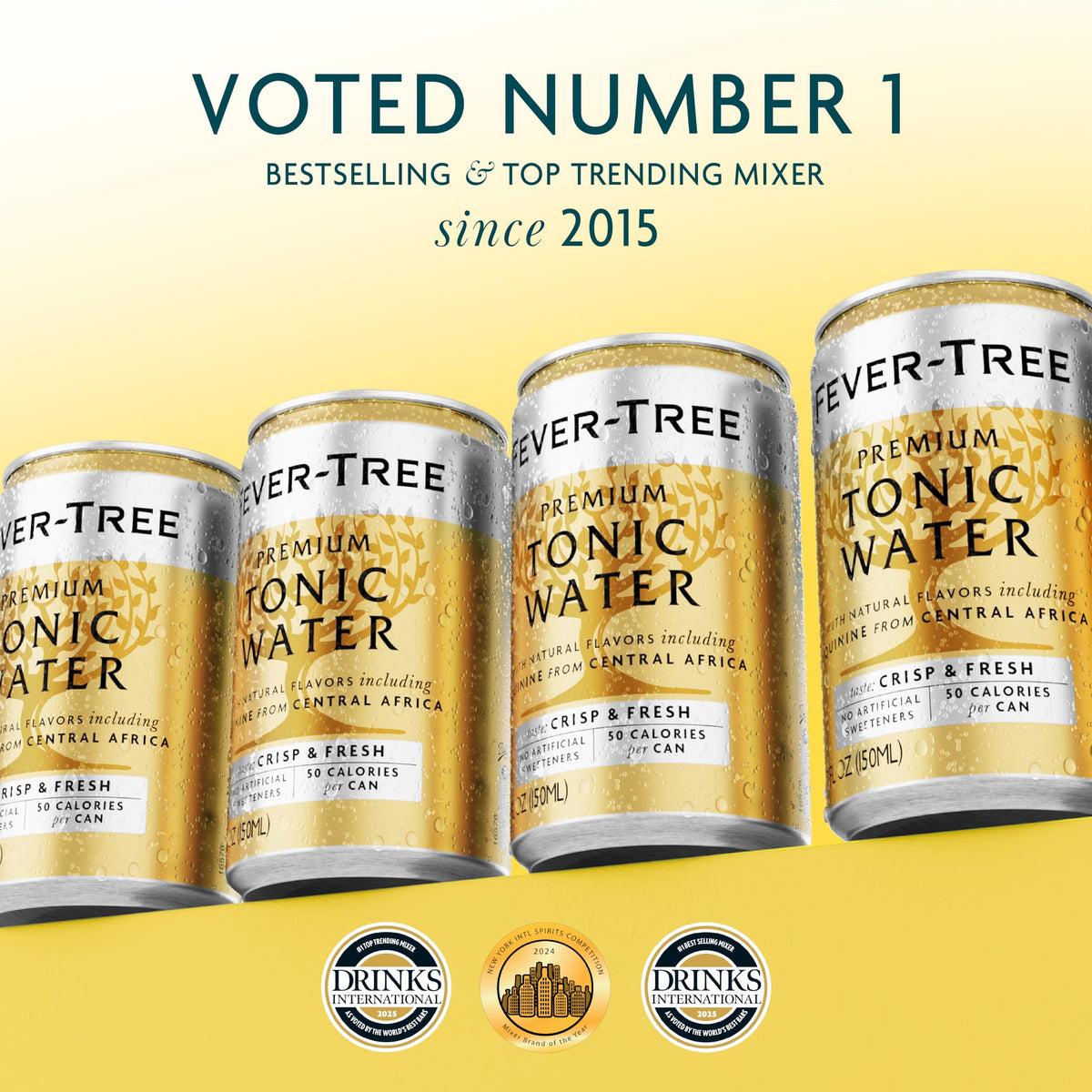 Fever-Tree Tonic Water – Premium Mixer for Cocktails & Mocktails, 24 x 5.1 oz, Naturally Sourced, Non-GMO