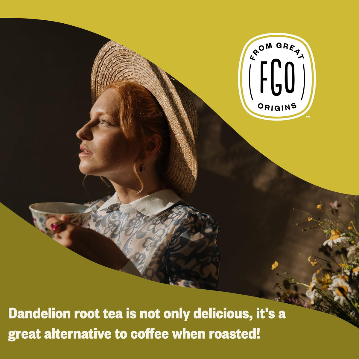 FGO Organic Dandelion Root Tea – Caffeine Free, Cut & Sifted, 16oz Bulk Bag
