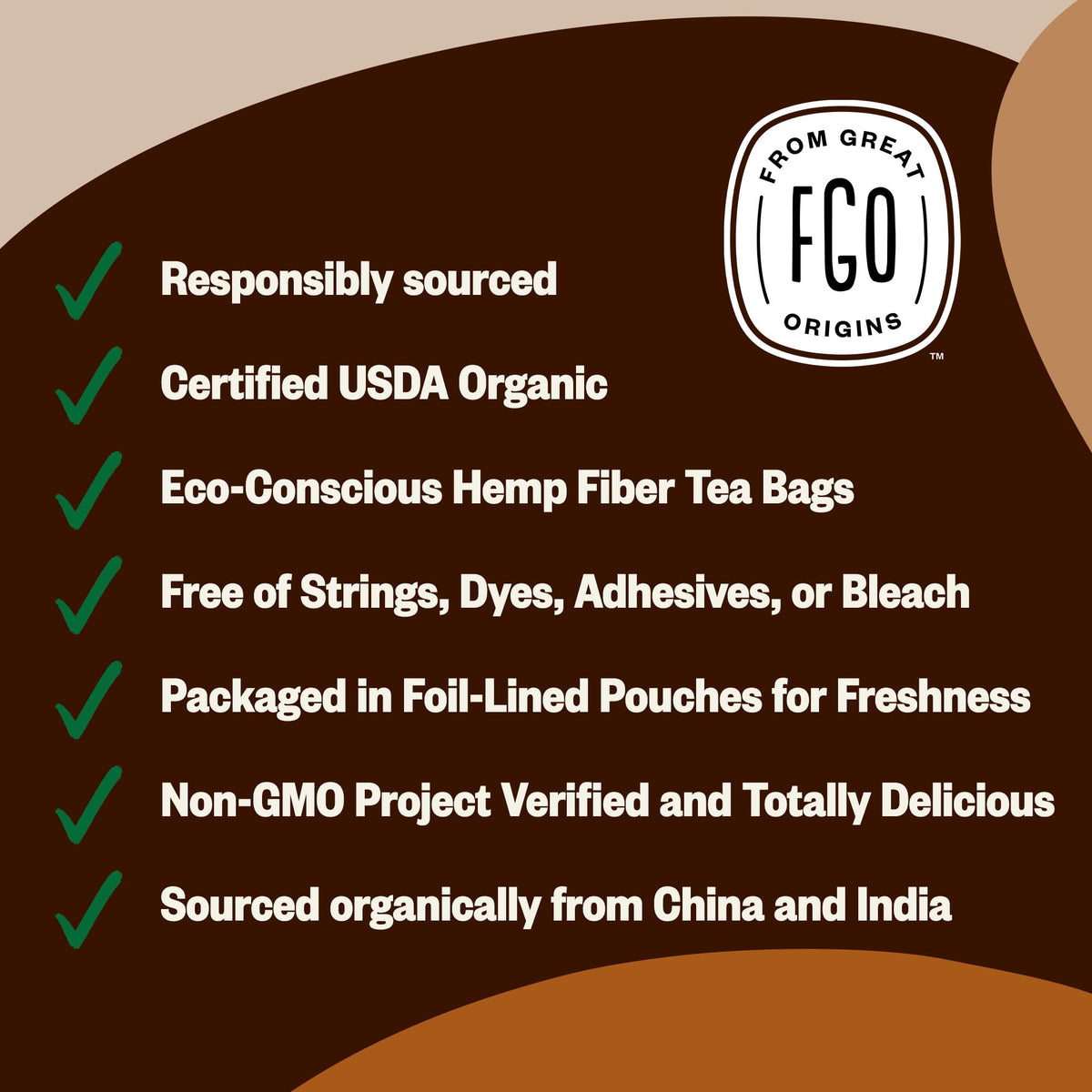 FGO Organic Chai Tea – 100 Eco-Conscious Bags, Resealable Pack (USDA Organic)