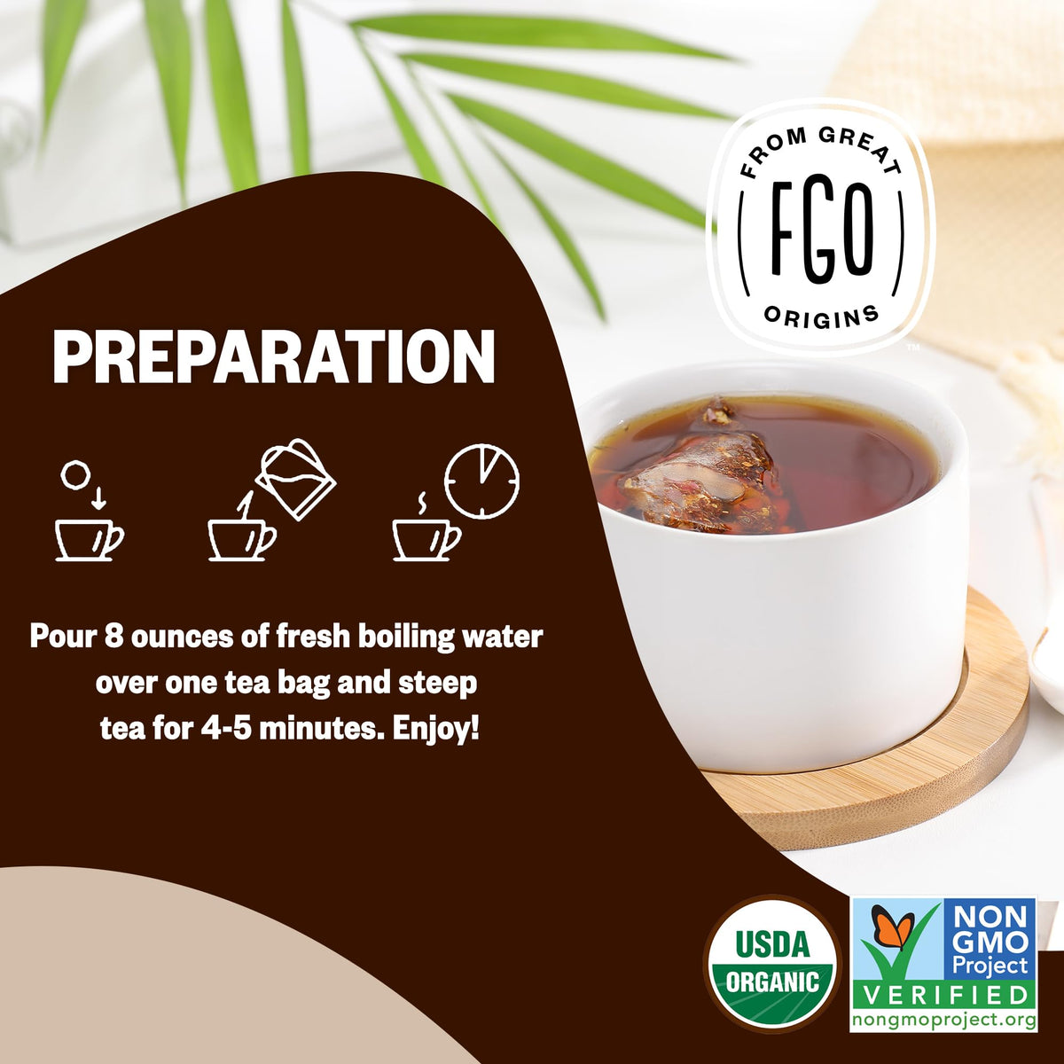 FGO Organic Chai Tea – 100 Eco-Conscious Bags, Resealable Pack (USDA Organic)