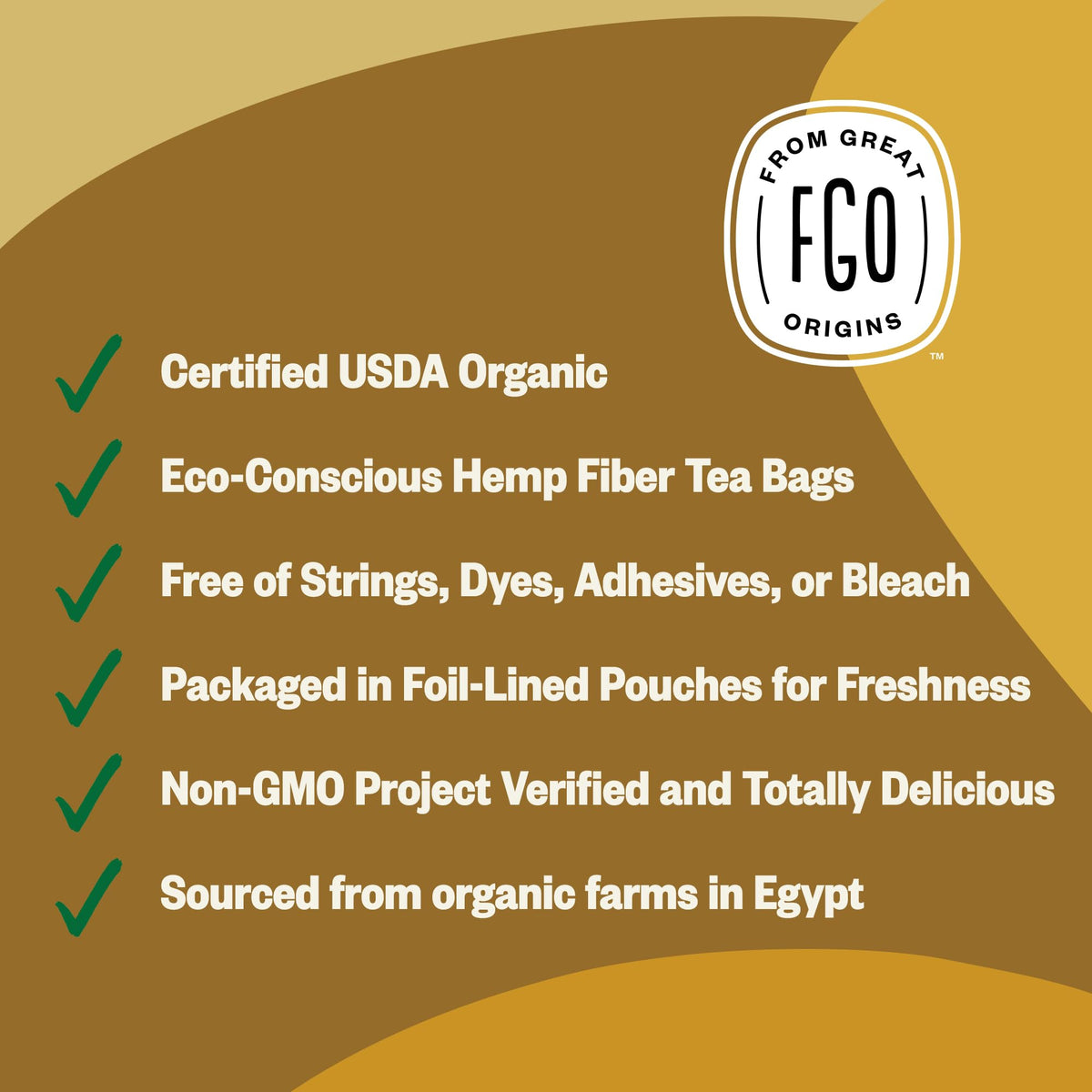 FGO Organic Chamomile Tea - 100 Eco-Conscious Tea Bags, Caffeine Free, Resealable Pack (Pack of 1)