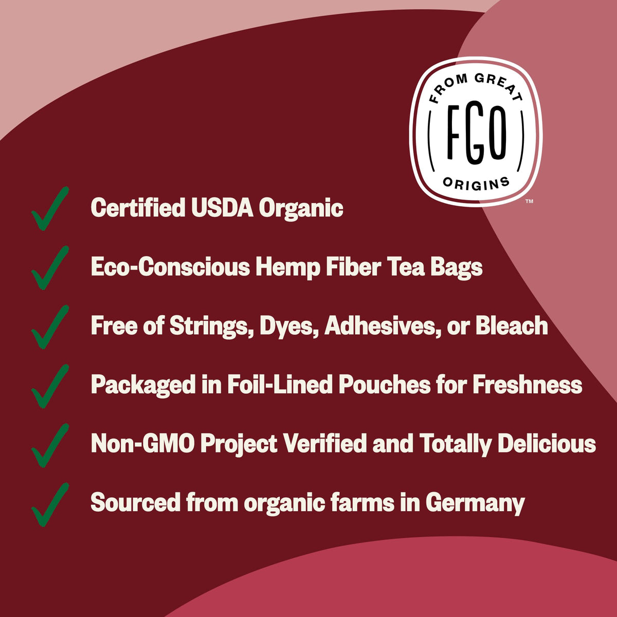 FGO Organic Red Raspberry Leaf Tea Bags – Caffeine Free, 100 Eco-Conscious Bags Imported from Germany
