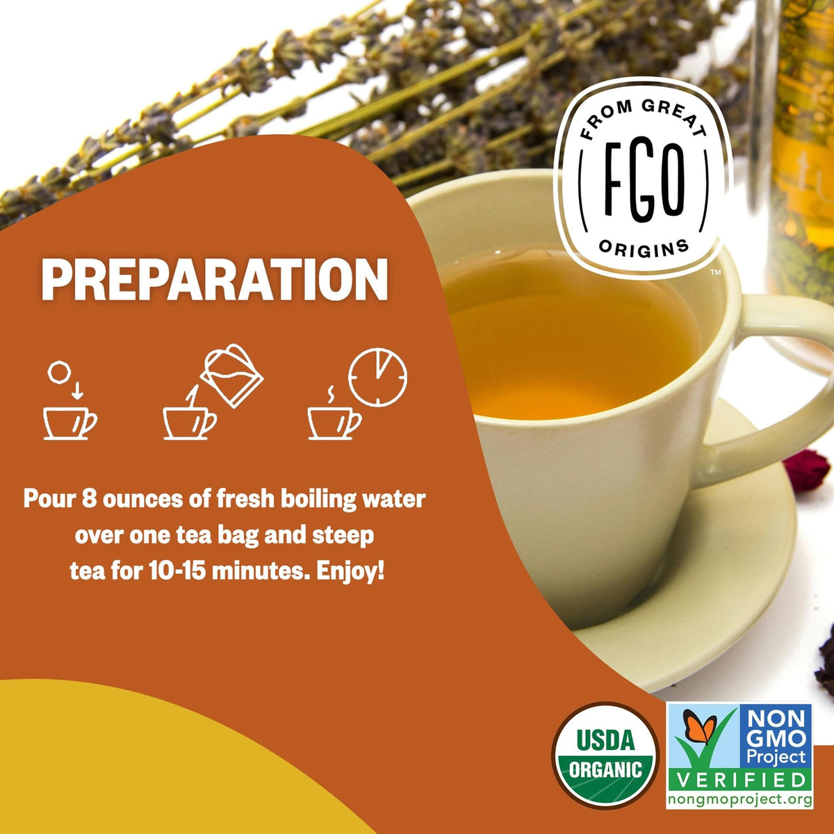 FGO Organic Turmeric Ginger Tea — 100 Eco-Conscious Bags, Packaging May Vary, Pack of 1, USDA Organic & Non-GMO
