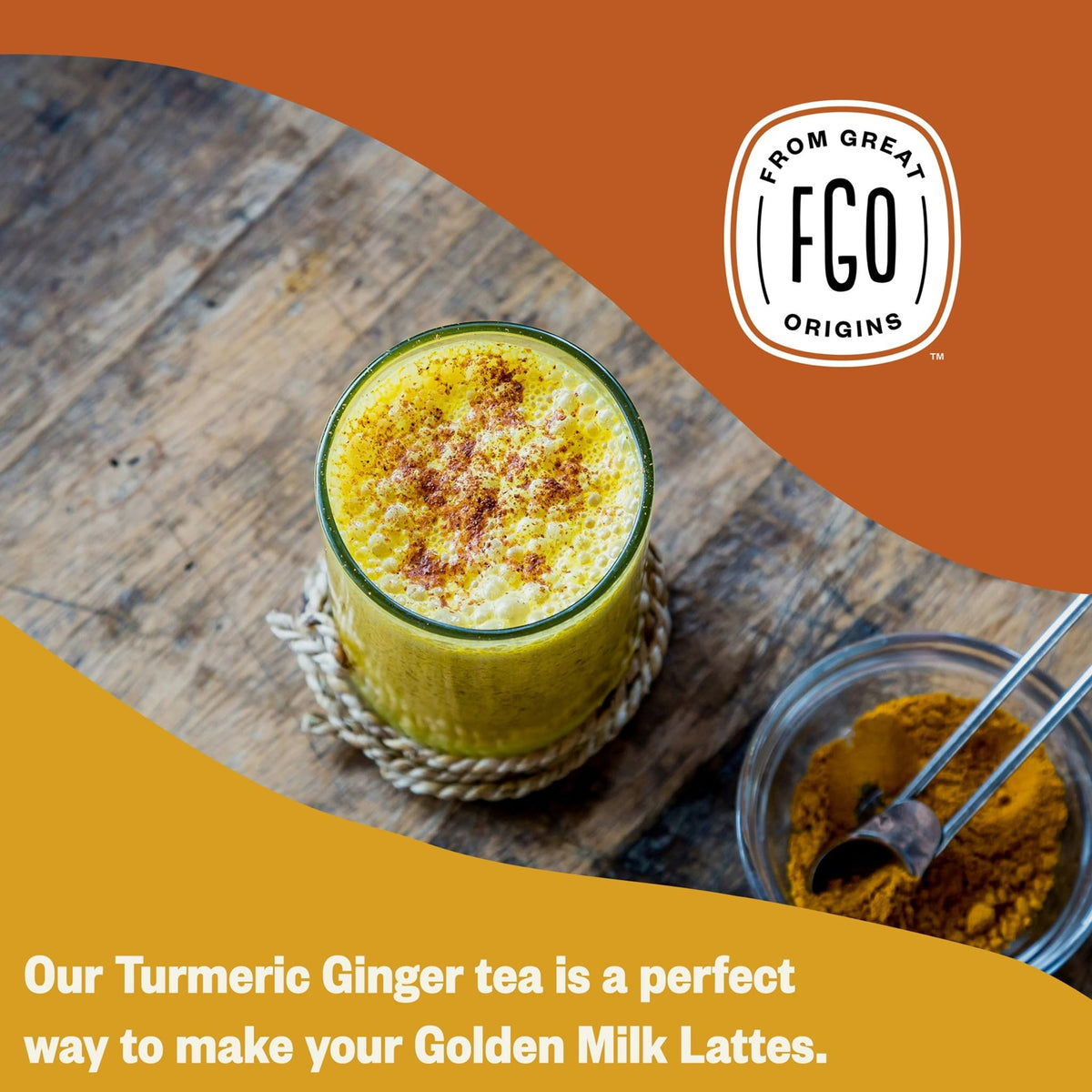 FGO Organic Turmeric Ginger Tea — 100 Eco-Conscious Bags, Packaging May Vary, Pack of 1, USDA Organic & Non-GMO
