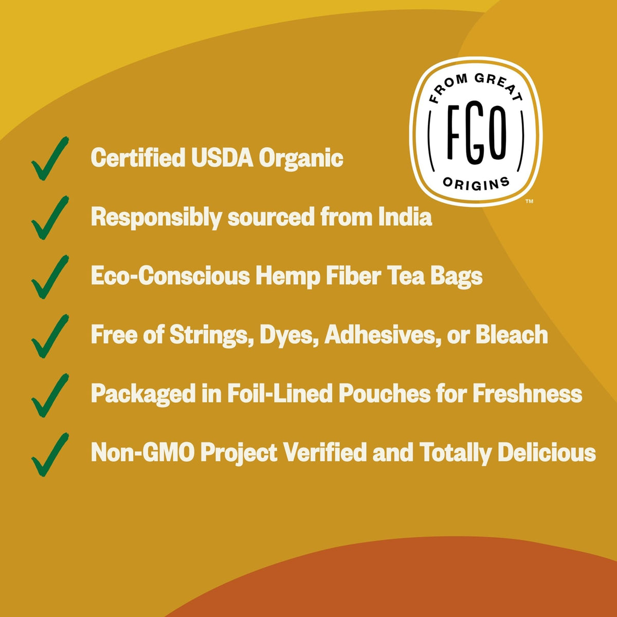 FGO Organic Turmeric Ginger Tea — 100 Eco-Conscious Bags, Packaging May Vary, Pack of 1, USDA Organic & Non-GMO