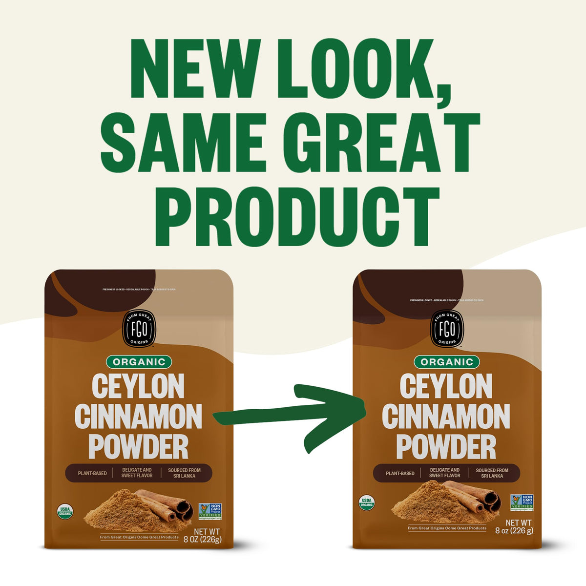 FGO Organic Ceylon Cinnamon Powder – 8oz, True Sri Lankan Cinnamon, USDA Organic & Non-GMO