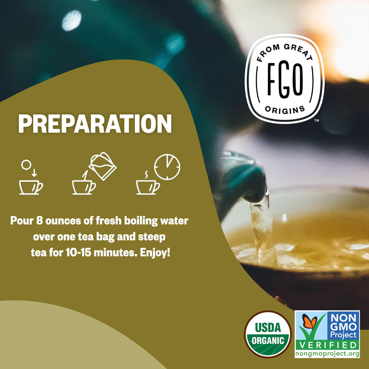 FGO Organic Ginger Tea – 100 Count, Caffeine Free, Eco-Conscious Tea Bags (Pack of 1)