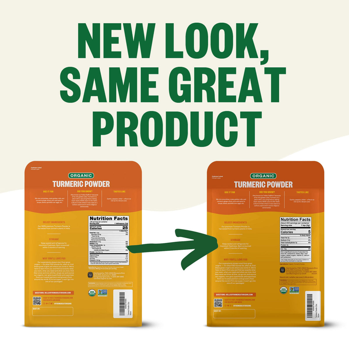 FGO Organic Turmeric Powder with Curcumin – 2 lb Bulk Resealable Pouch | USDA Organic, Non-GMO, Sourced from India
