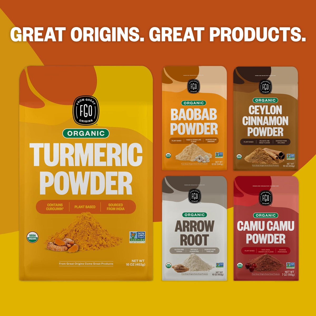 FGO Organic Turmeric Powder with Curcumin – 2 lb Bulk Resealable Pouch | USDA Organic, Non-GMO, Sourced from India