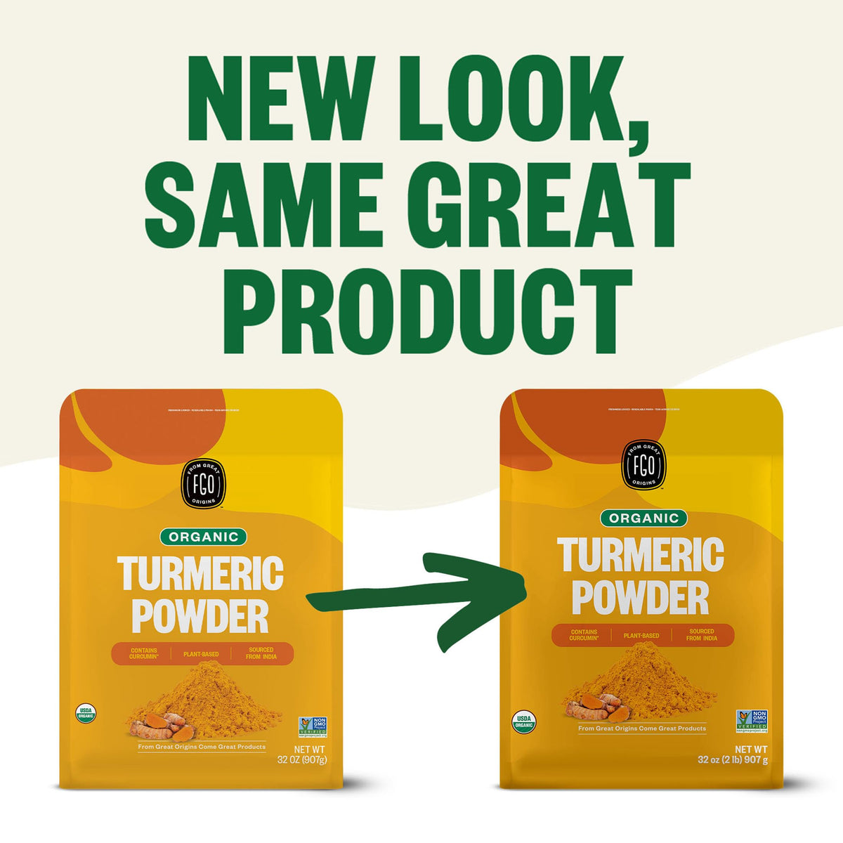 FGO Organic Turmeric Powder with Curcumin – 2 lb Bulk Resealable Pouch | USDA Organic, Non-GMO, Sourced from India
