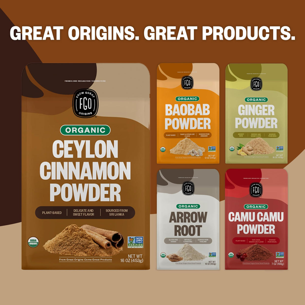 FGO Organic Ceylon Cinnamon Powder – 8oz, True Sri Lankan Cinnamon, USDA Organic & Non-GMO