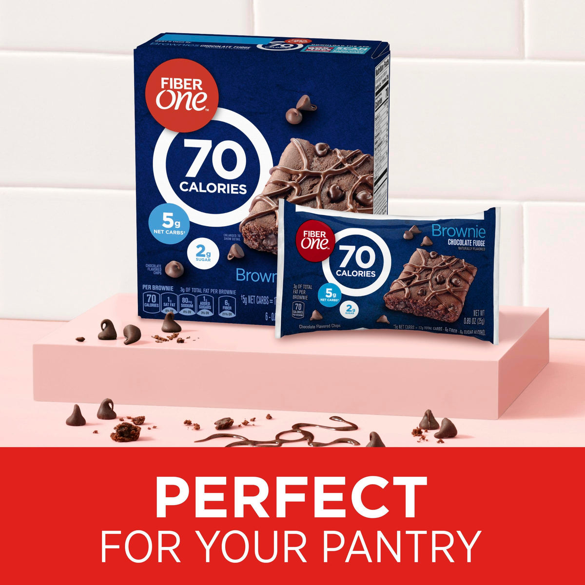 Fiber One 70 Calorie Brownies, Chocolate Fudge Snack Bars – 6 Bars per Box, Pack of 8