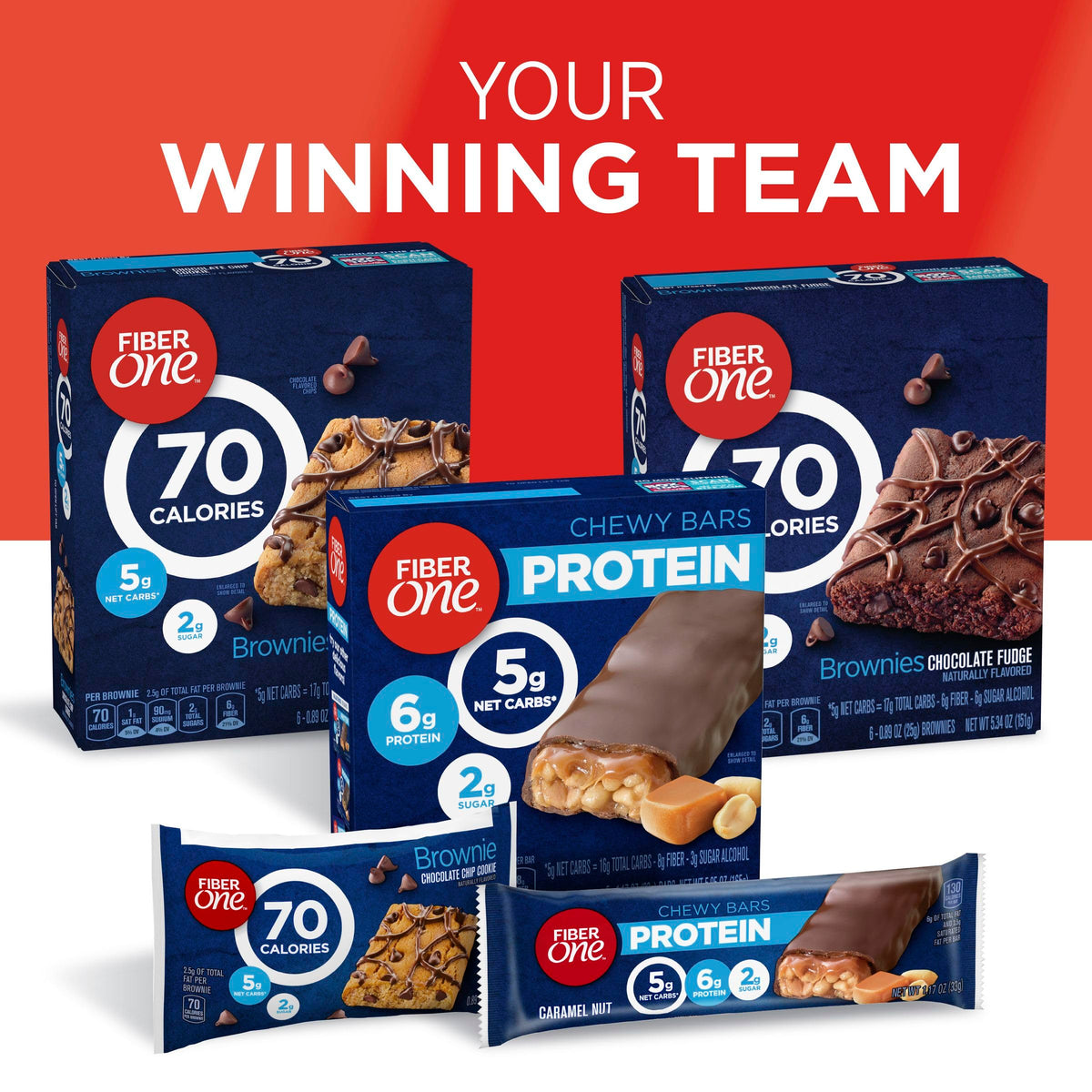 Fiber One 70 Calorie Brownies, Chocolate Fudge Snack Bars – 6 Bars per Box, Pack of 8