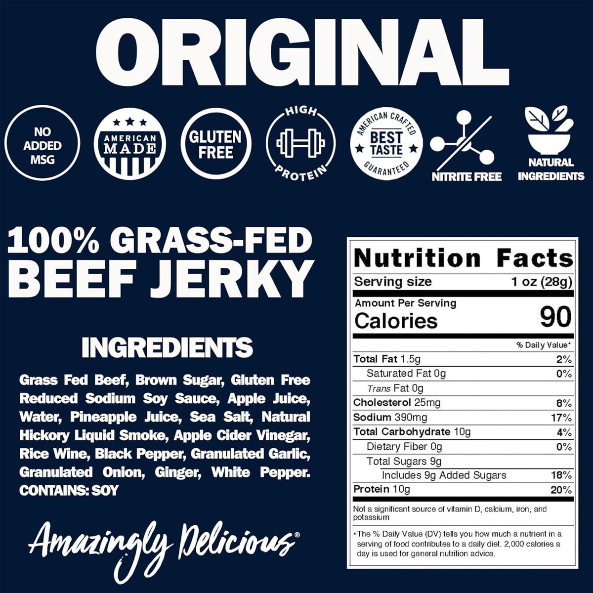 Field Trip Beef Jerky Original – 1 Oz Bag, 12 Pack Carton | Grass-Fed, Nitrate- & Preservative-Free