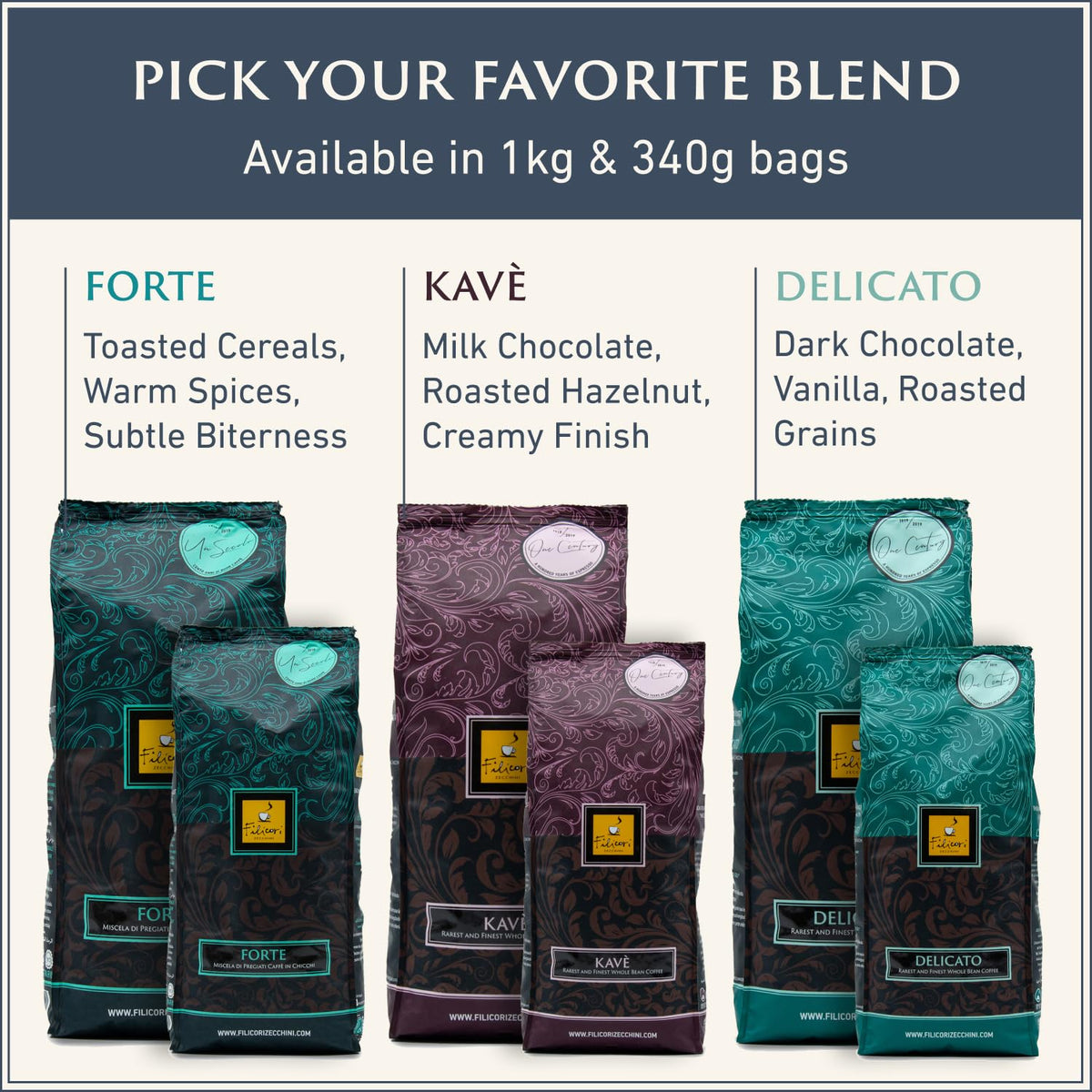Filicori Zecchini Forte Italian Espresso Beans – Bold Dark Roast, Whole Bean, 2.2lb