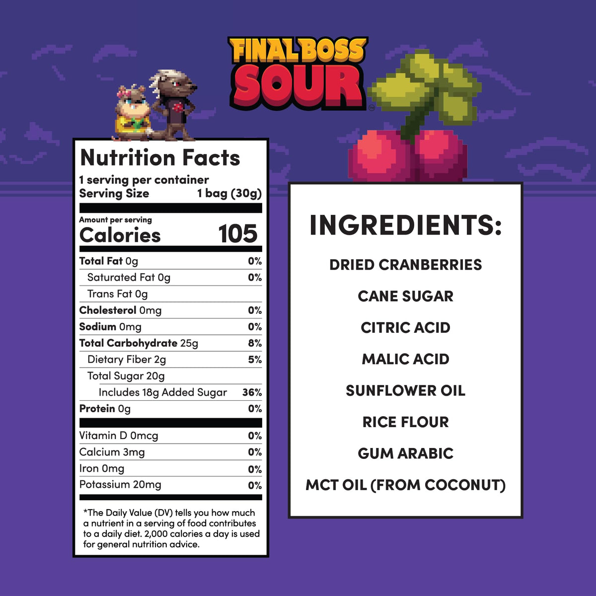 Final Boss Sour Cranberry Level 3 – 10 Pack, Real Dried Fruit Chews, Clean Label Snack