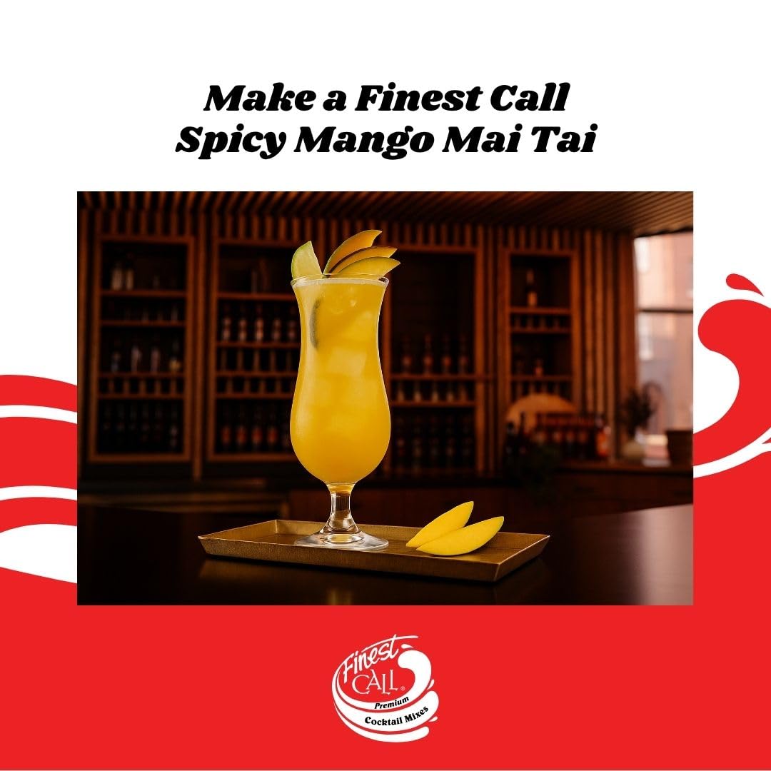 Finest Call Premium Mango Fruit Puree Drink Mix – 1 Liter Bottle (33.8 fl oz), Pack of 3