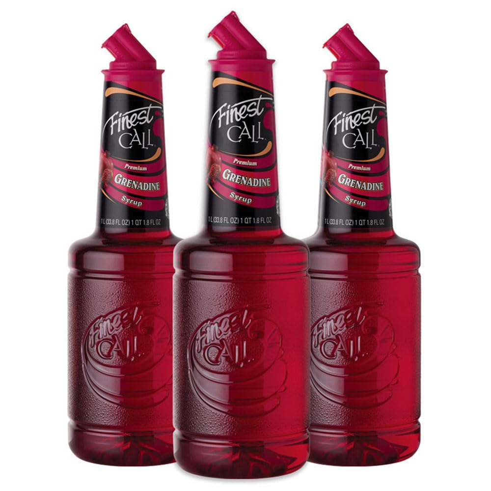 Finest Call Premium Grenadine Syrup Drink Mix — 1 L Bottle, Pack of 3