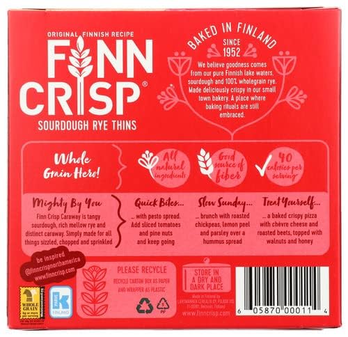 Finn Crisp Caraway Sourdough Rye Thins – 7 oz Boxes (Pack of 9)