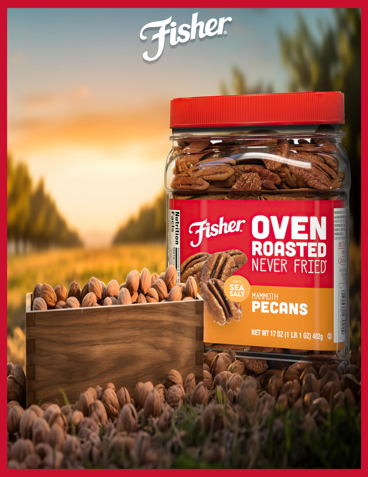 Fisher Chef's Naturals Oven Roasted Mammoth Pecans – Never Fried, Sea Salt, 17 oz