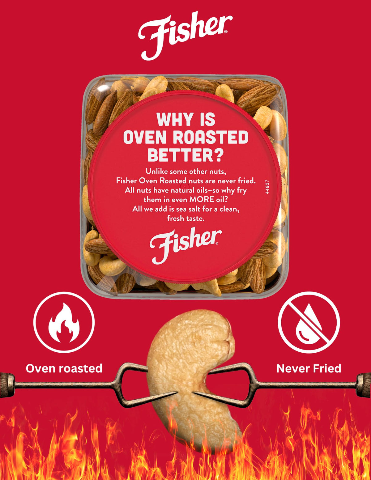 Fisher Oven Roasted Never Fried Almond & Cashew Blend - 24 oz | No Oil, Non-GMO, Gluten Free