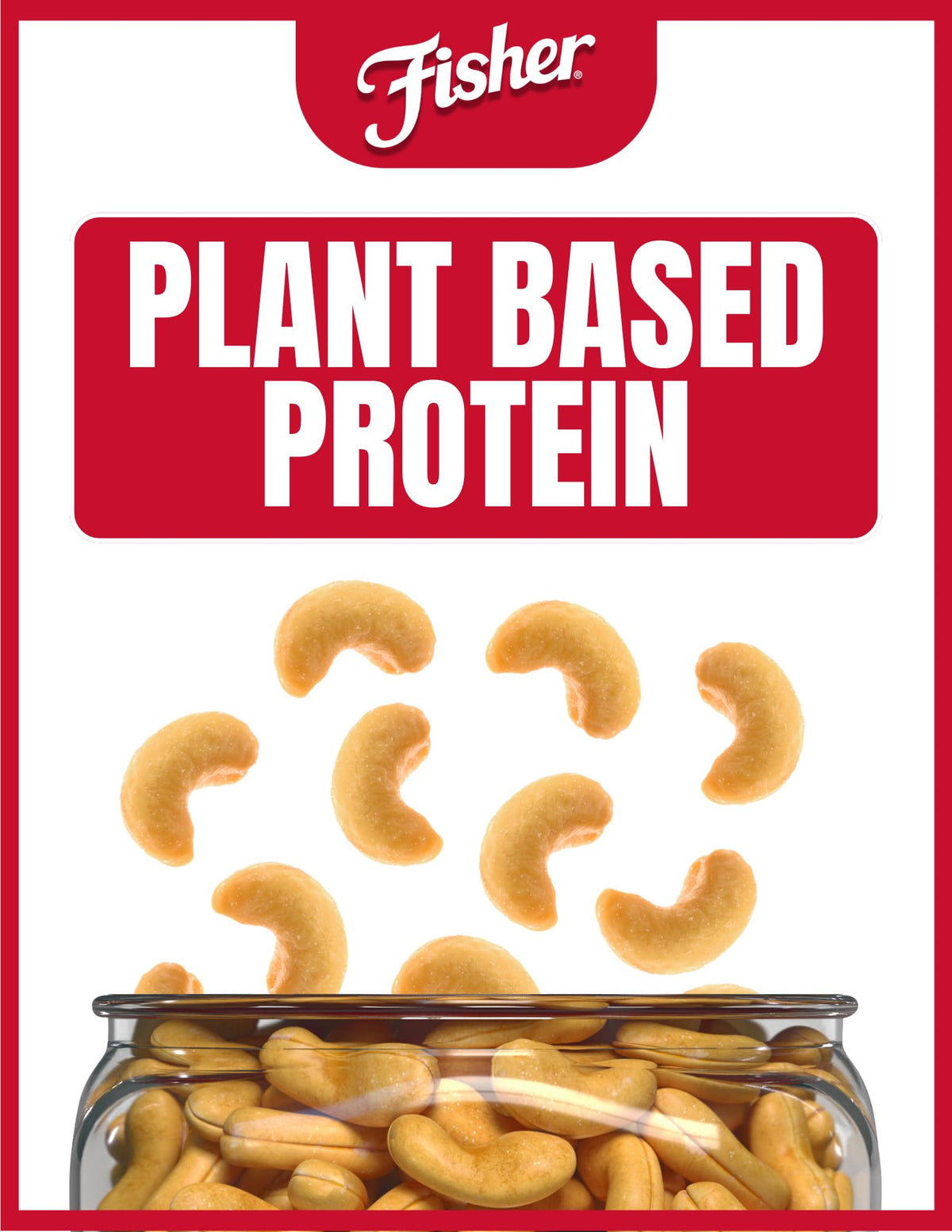 Fisher Snack Premium Whole Cashews – 24 oz Roasted with Sea Salt, No Artificial Colors or Flavors, Recyclable Jar
