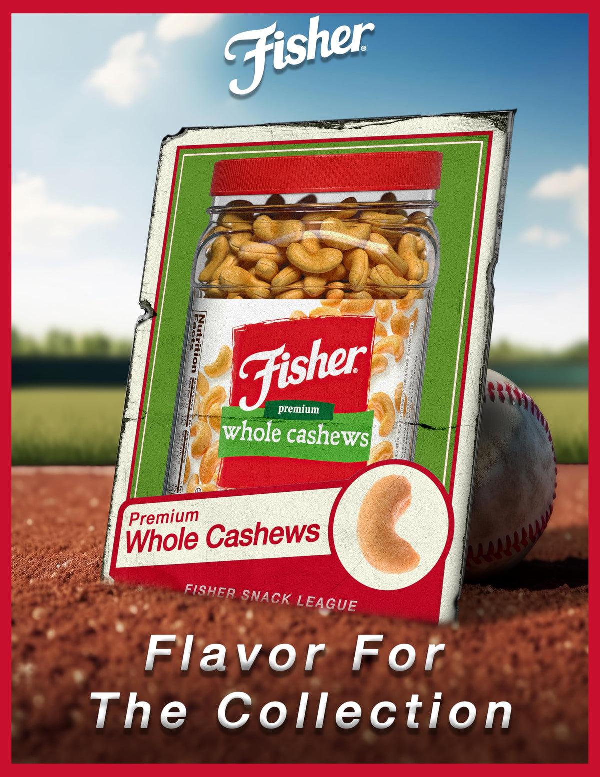 Fisher Snack Premium Whole Cashews – 24 oz Roasted with Sea Salt, No Artificial Colors or Flavors, Recyclable Jar