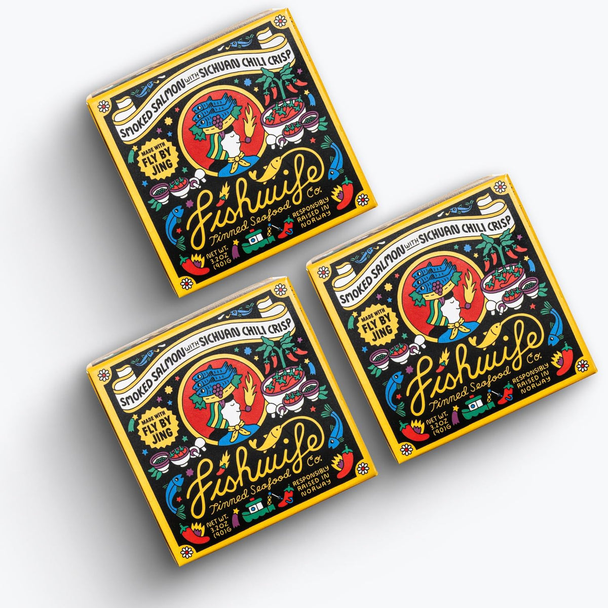 Fishwife Smoked Salmon with Fly By Jing Sichuan Chili Crisp – 3-Pack