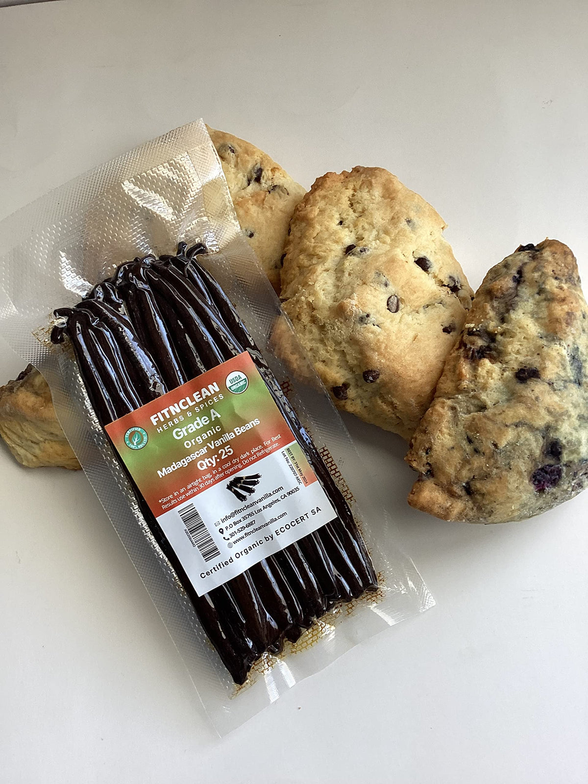 FITNCLEAN VANILLA: 25 Organic Madagascar Vanilla Beans Grade A – USDA Organic Bourbon Vanilla for Extract & Baking